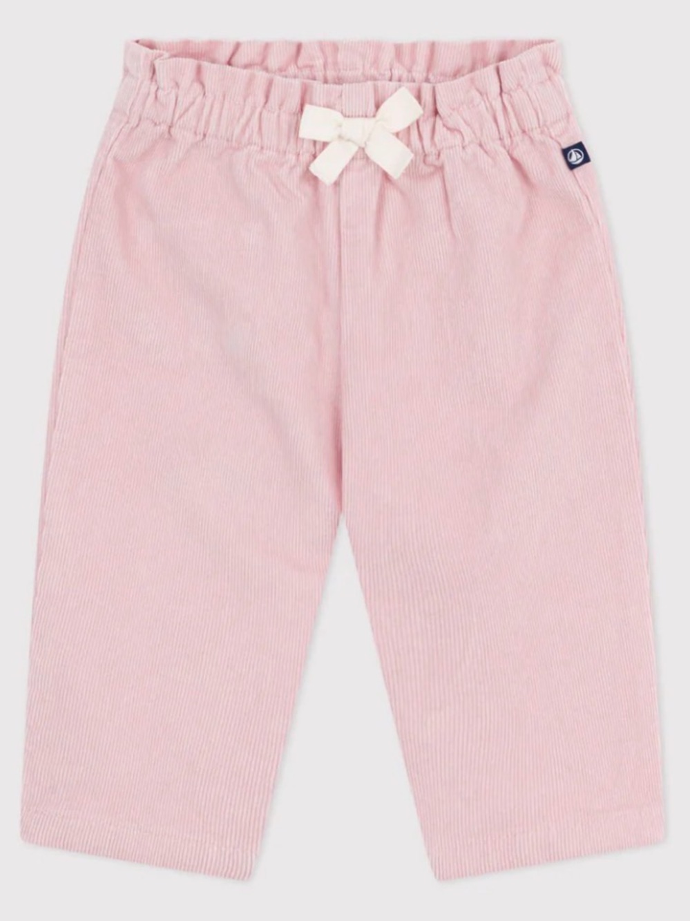 Petit Bateau Light Pink Corduroy Baby Pants with Cream Bow NWT size 12 months